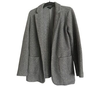 Vera Wang "Simply Vera" Soft Grey Knit Notched Collar Open Front Coat